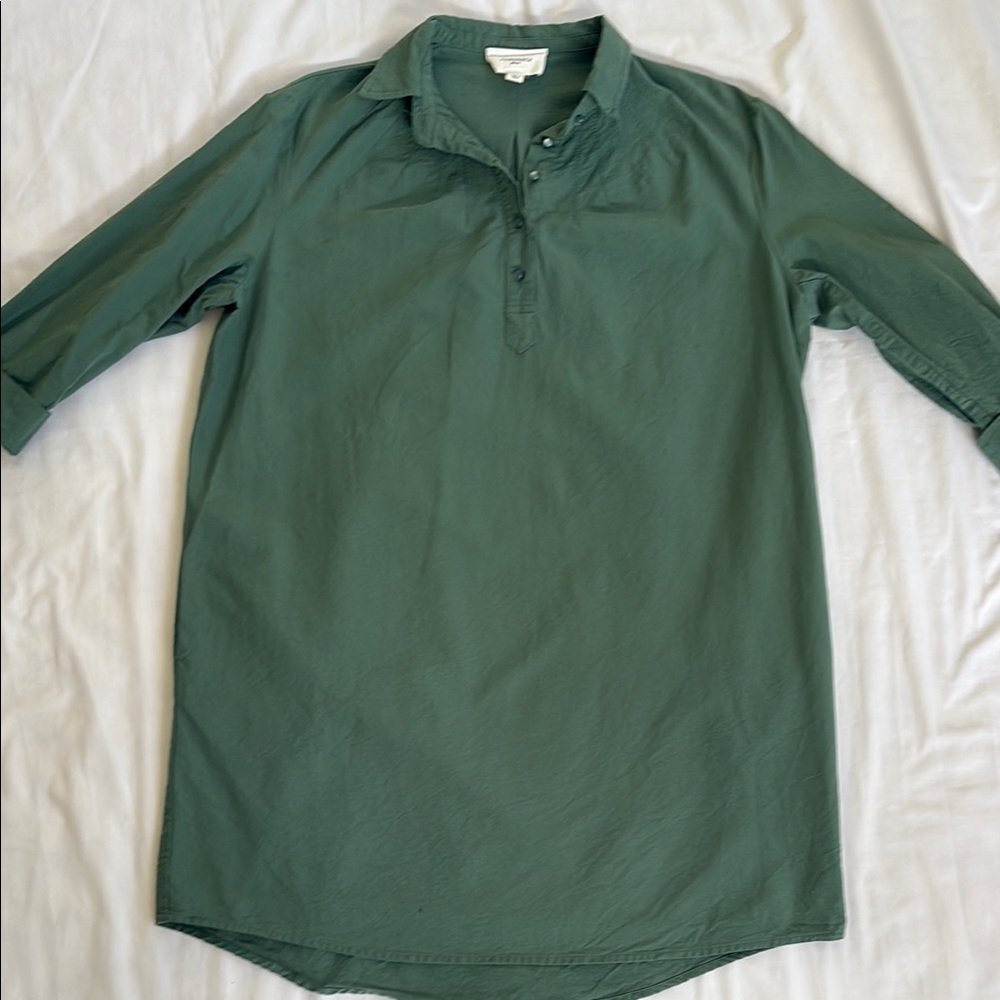 Tuckernuck Pomander Place Green Button Down Collared Polly Shirt Dress Women’s L - Picture 6 of 13